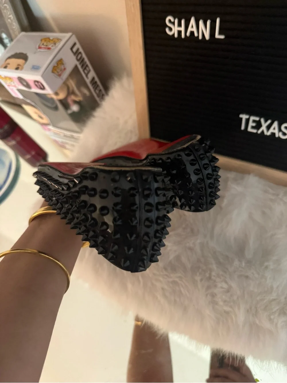 Christian Louboutin Black Spiked Pointed-Toe Flat